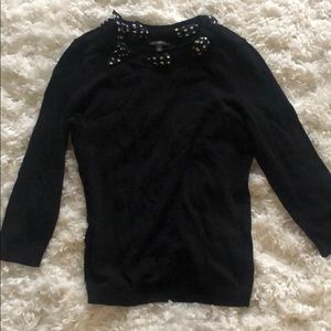 Black Talbots Petite sweater dot ribbon collar